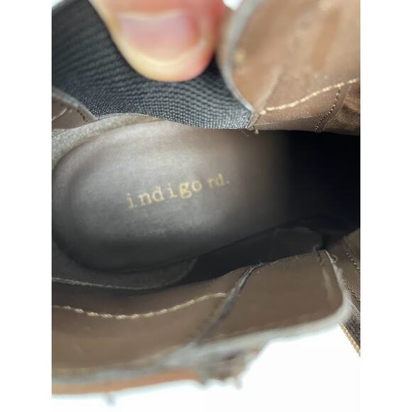 Suede Wedge Boots Womens 7.5 Ankle Brown Booties Round Toe Heeled Shoes - Picture 8 of 11